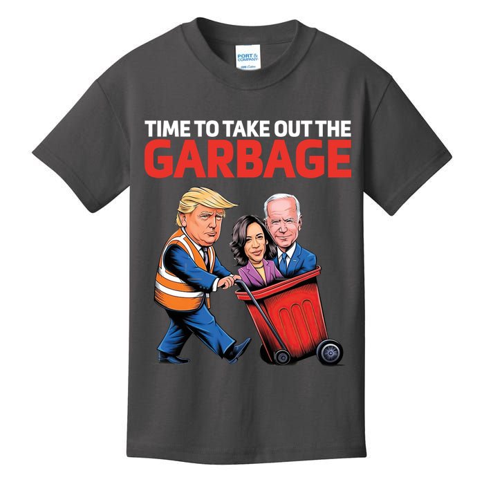 Time To Take Out The Garbage Funny Trump Anti Harris Biden Kids T-Shirt