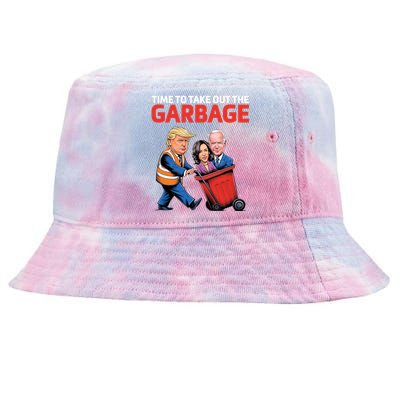 Time To Take Out The Garbage Funny Trump Anti Harris Biden Tie-Dyed Bucket Hat