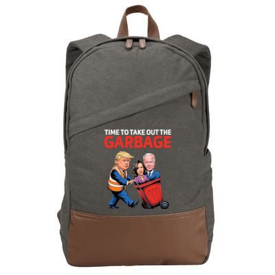 Time To Take Out The Garbage Funny Trump Anti Harris Biden Cotton Canvas Backpack