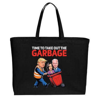 Time To Take Out The Garbage Funny Trump Anti Harris Biden Cotton Canvas Jumbo Tote