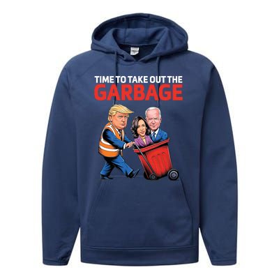 Time To Take Out The Garbage Funny Trump Anti Harris Biden Performance Fleece Hoodie