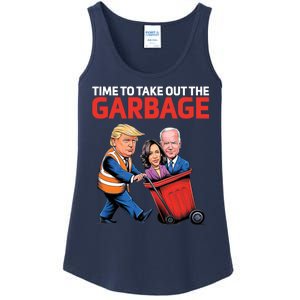 Time To Take Out The Garbage Funny Trump Anti Harris Biden Ladies Essential Tank