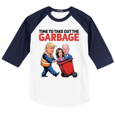 Time To Take Out The Garbage Funny Trump Anti Harris Biden Baseball Sleeve Shirt