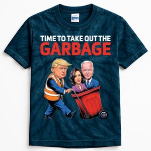 Time To Take Out The Garbage Funny Trump Anti Harris Biden Kids Tie-Dye T-Shirt