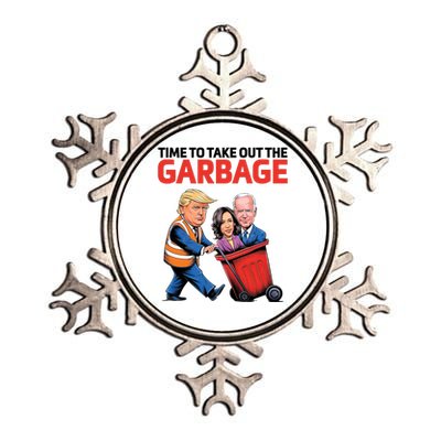 Time To Take Out The Garbage Funny Trump Anti Harris Biden Metallic Star Ornament