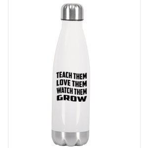 Teacher Teach Them Love Them Watch Them Grow Cute Gift Stainless Steel Insulated Water Bottle