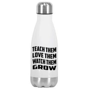 Teacher Teach Them Love Them Watch Them Grow Cute Gift Stainless Steel Insulated Water Bottle