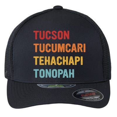 Tucson Tucumcari Tehachapi Tonopah Retro Americana Travel Flexfit Unipanel Trucker Cap