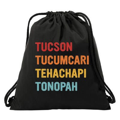 Tucson Tucumcari Tehachapi Tonopah Retro Americana Travel Drawstring Bag