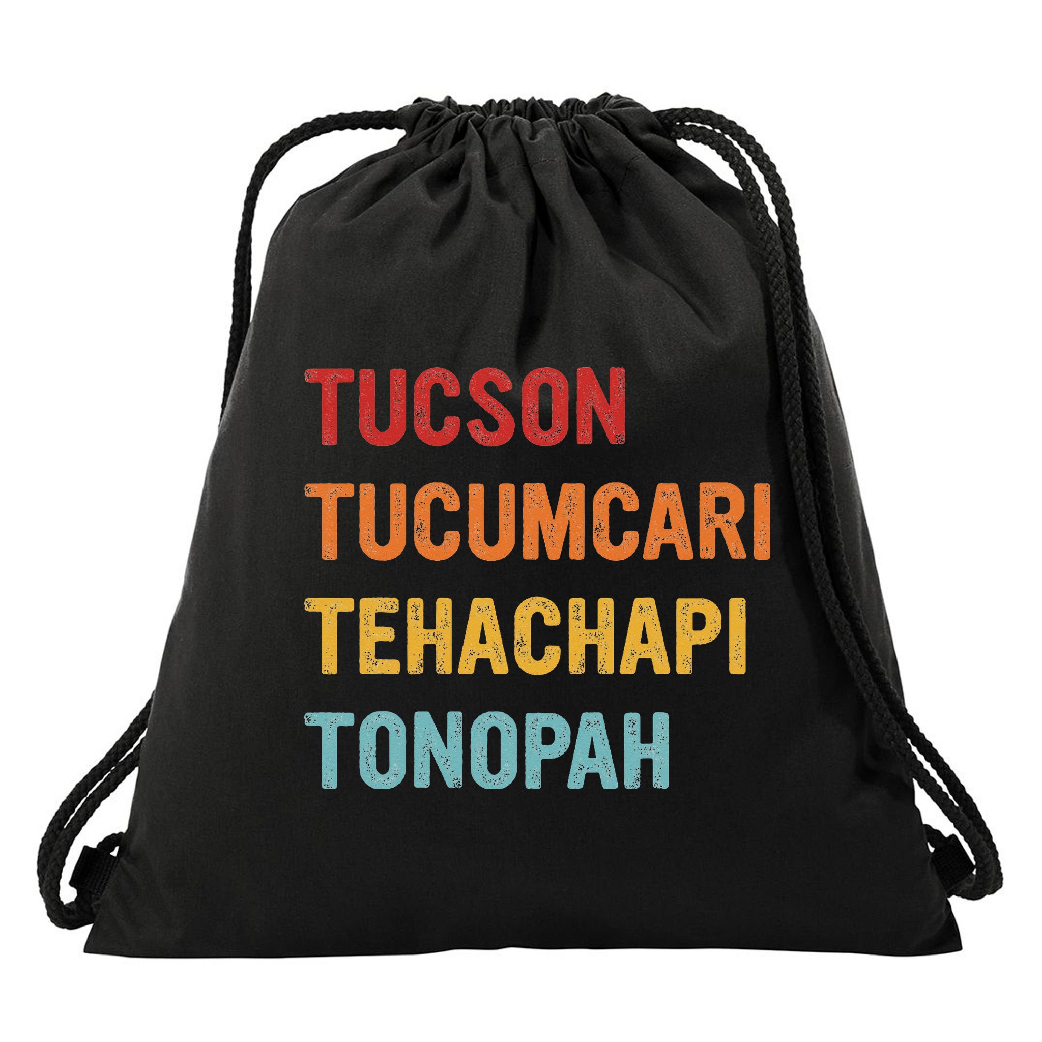 Tucson Tucumcari Tehachapi Tonopah Retro Americana Travel Drawstring Bag