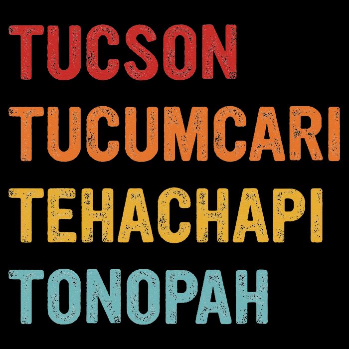Tucson Tucumcari Tehachapi Tonopah Retro Americana Travel Drawstring Bag