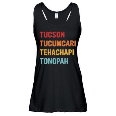Tucson Tucumcari Tehachapi Tonopah Retro Americana Travel Ladies Essential Flowy Tank