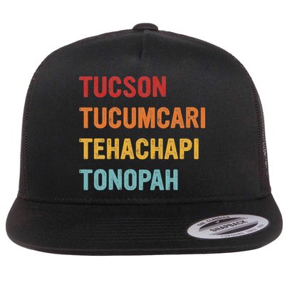 Tucson Tucumcari Tehachapi Tonopah Retro Americana Travel Flat Bill Trucker Hat