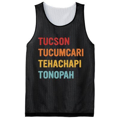Tucson Tucumcari Tehachapi Tonopah Retro Americana Travel Mesh Reversible Basketball Jersey Tank