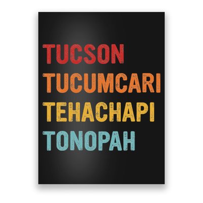 Tucson Tucumcari Tehachapi Tonopah Retro Americana Travel Poster