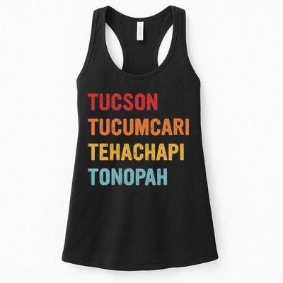 Tucson Tucumcari Tehachapi Tonopah Retro Americana Travel Womens Tank Top