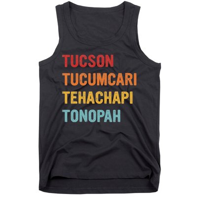 Tucson Tucumcari Tehachapi Tonopah Retro Americana Travel Tank Top