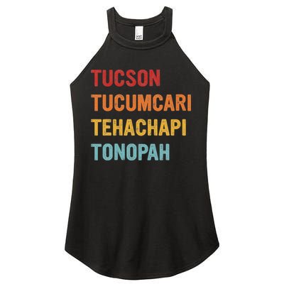 Tucson Tucumcari Tehachapi Tonopah Retro Americana Travel Women's Perfect Tri Rocker Tank
