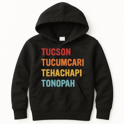 Tucson Tucumcari Tehachapi Tonopah Retro Americana Travel Kids Hoodie