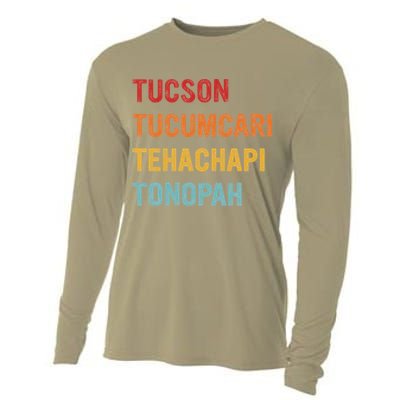 Tucson Tucumcari Tehachapi Tonopah Retro Americana Travel Cooling Performance Long Sleeve Crew