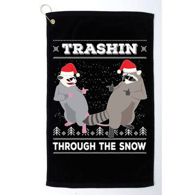 Trashin Through The Snow Garbage Gang Opossum Raccoon Santa Gift Platinum Collection Golf Towel