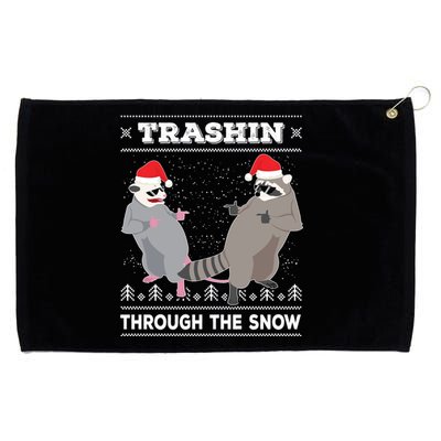 Trashin Through The Snow Garbage Gang Opossum Raccoon Santa Gift Grommeted Golf Towel