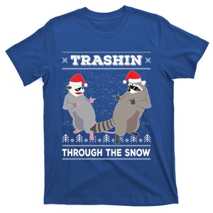 Trashin Through The Snow Garbage Gang Opossum Raccoon Santa Gift T-Shirt