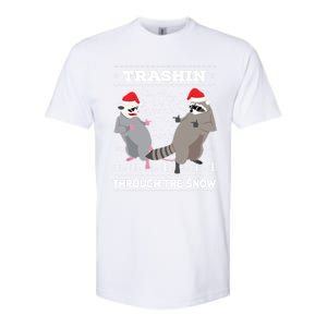 Trashin Through The Snow Garbage Gang Opossum Raccoon Santa Gift Softstyle CVC T-Shirt