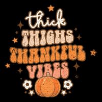 Thick Thighs Thankful Vibes Retro Wavy Flowers Pumpkin Fall Gift Impact Tech Backpack