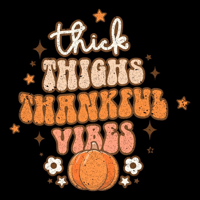 Thick Thighs Thankful Vibes Retro Wavy Flowers Pumpkin Fall Gift Impact Tech Backpack
