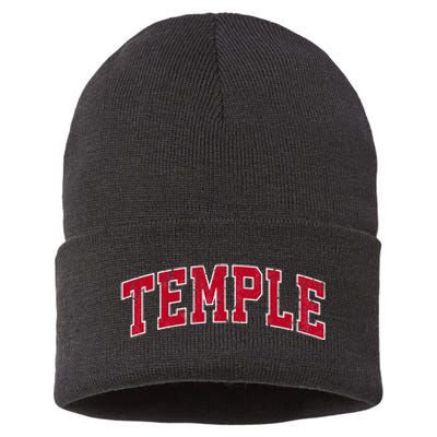 Temple Texas TX Vintage Sports Design Red Design Sustainable Knit Beanie