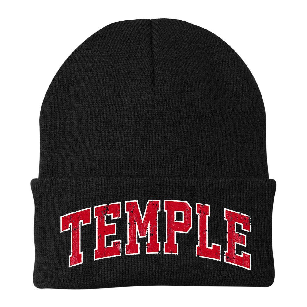 Temple Texas TX Vintage Sports Design Red Design Beanie