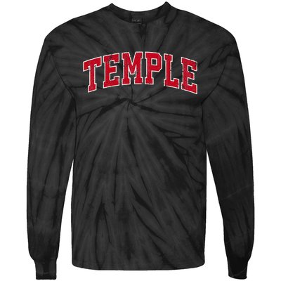 Temple Texas TX Vintage Sports Design Red Design Tie-Dye Long Sleeve Shirt