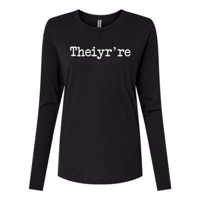 Theiyr&X27;Re Their There They&X27;Re Grammer Typo Womens Cotton Relaxed Long Sleeve T-Shirt