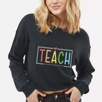 Teach Them To Be Kind Cropped Pullover Crew