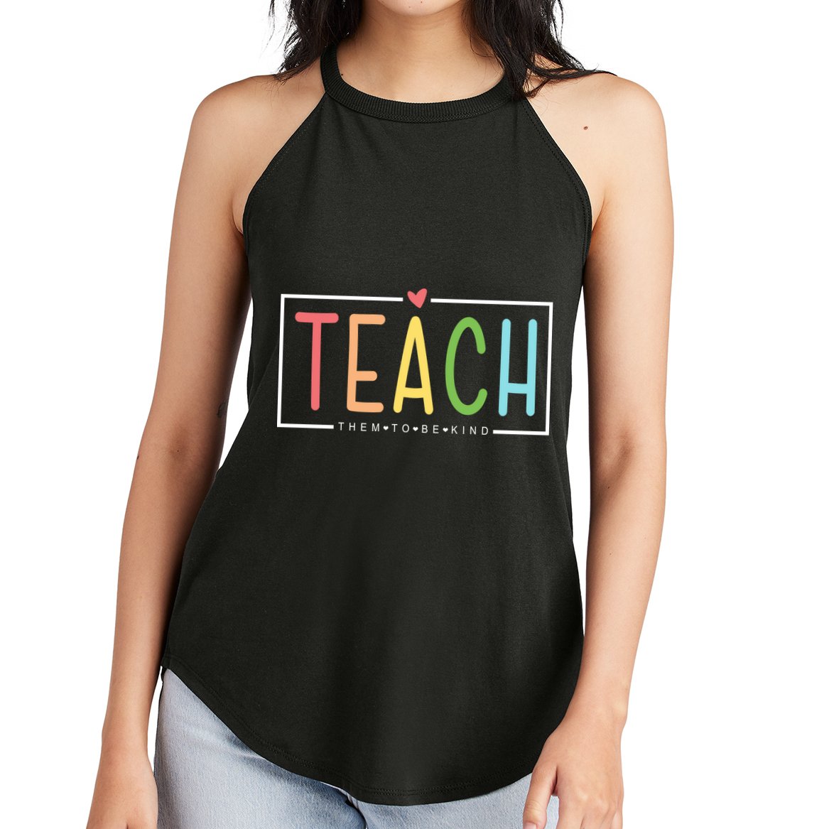 Teach Them To Be Kind Women's Perfect Tri Rocker Tank