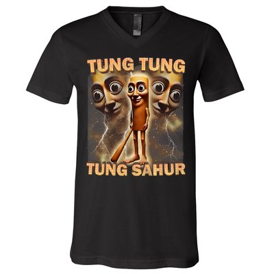 Tung Tung Tung Sahur Funny Meme Brainrot Humor Gen Z V-Neck T-Shirt
