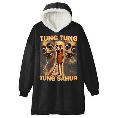 Tung Tung Tung Sahur Funny Meme Brainrot Humor Gen Z Hooded Wearable Blanket