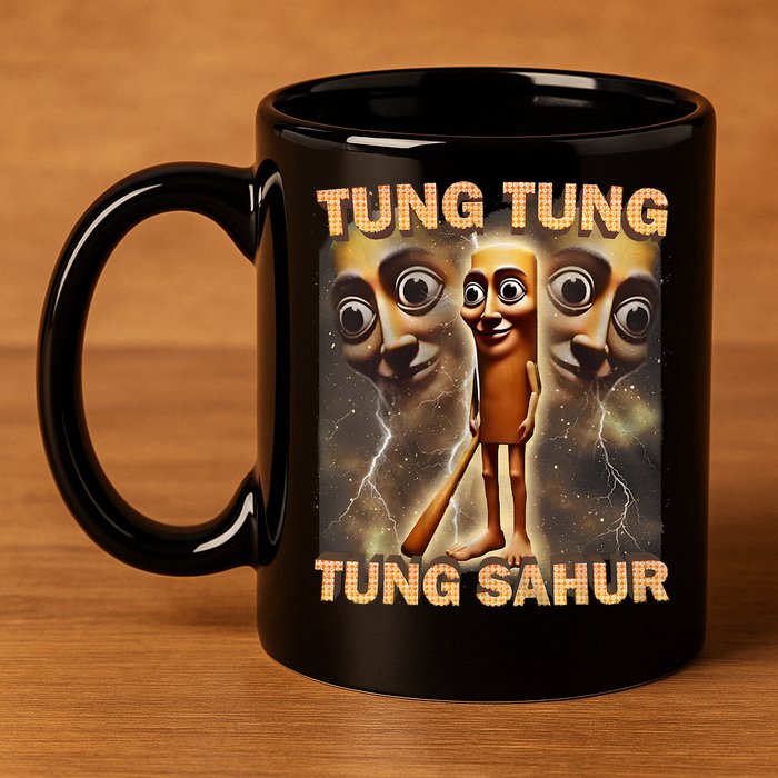 Tung Tung Tung Sahur Funny Meme Brainrot Humor Gen Z 11oz C Handle Ceramic Mug