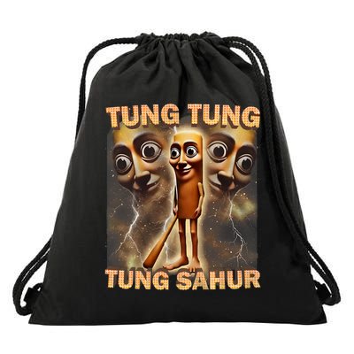Tung Tung Tung Sahur Funny Meme Brainrot Humor Gen Z Drawstring Bag