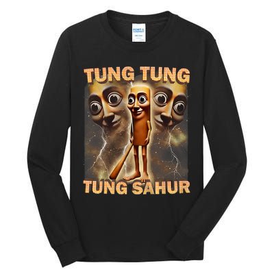 Tung Tung Tung Sahur Funny Meme Brainrot Humor Gen Z Tall Long Sleeve T-Shirt