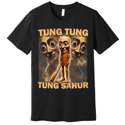Tung Tung Tung Sahur Funny Meme Brainrot Humor Gen Z Premium T-Shirt