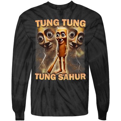 Tung Tung Tung Sahur Funny Meme Brainrot Humor Gen Z Tie-Dye Long Sleeve Shirt