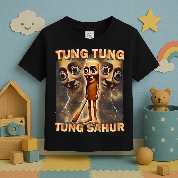 Tung Tung Tung Sahur Funny Meme Brainrot Humor Gen Z Toddler T-Shirt