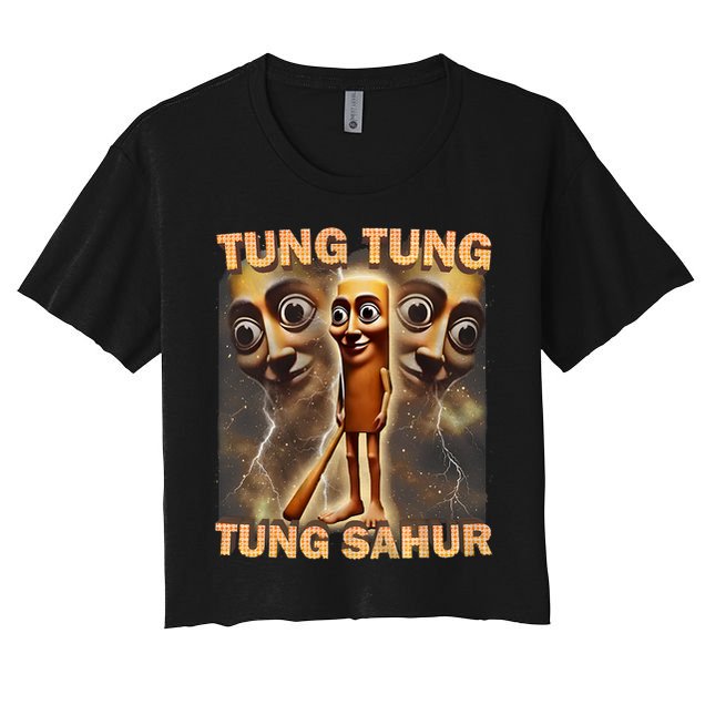 Tung Tung Tung Sahur Funny Meme Brainrot Humor Gen Z Crop Top