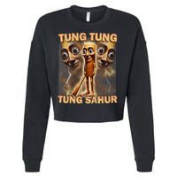Tung Tung Tung Sahur Funny Meme Brainrot Humor Gen Z Cropped Pullover Crew