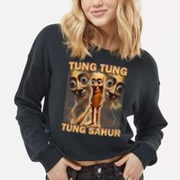 Tung Tung Tung Sahur Funny Meme Brainrot Humor Gen Z Cropped Pullover Crew