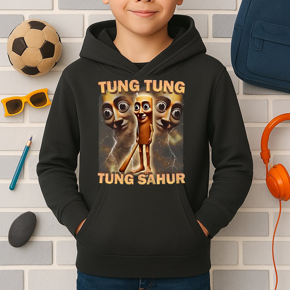 Tung Tung Tung Sahur Funny Meme Brainrot Humor Gen Z Kids Hoodie