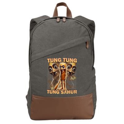 Tung Tung Tung Sahur Funny Meme Brainrot Humor Gen Z Cotton Canvas Backpack
