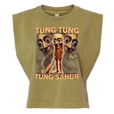 Tung Tung Tung Sahur Funny Meme Brainrot Humor Gen Z Garment-Dyed Women's Muscle Tee